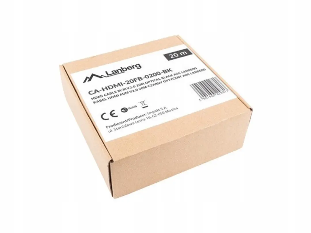 Lanberg HDMI Actieve Kabel 20m - CA-HDMI-20FB-0200-BK - Zwart - afbeelding 2 van 6