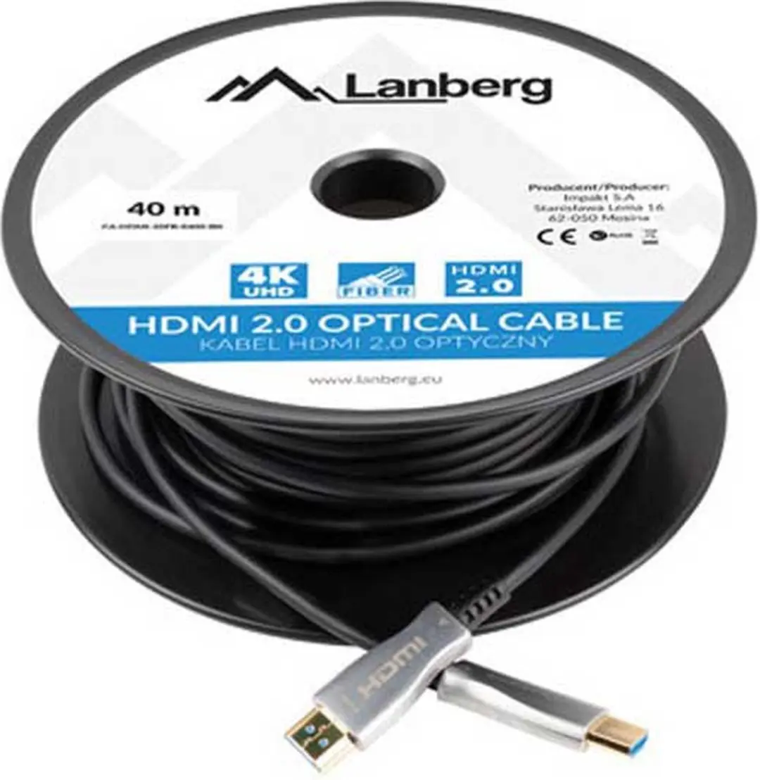 Lanberg HDMI-kabel CA-HDMI-20FB-0400-BK - 40m - Zwart - afbeelding 4 van 6