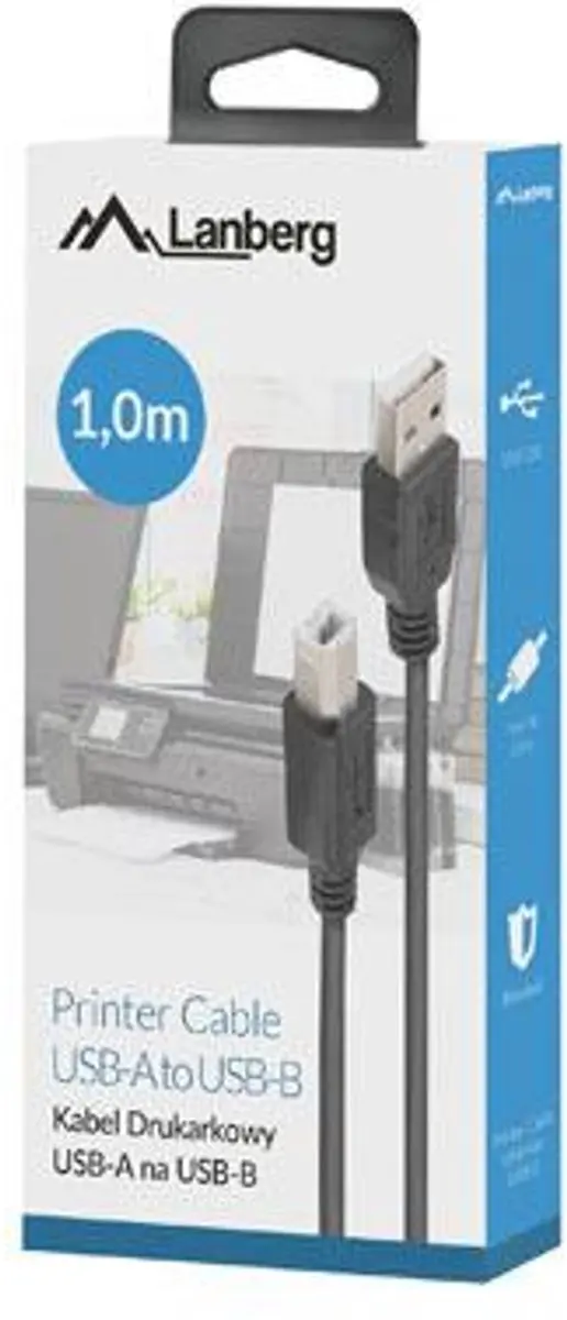 Lanberg USB A naar USB B Kabel 1m - Ferriet - Zwart - afbeelding 3 van 4