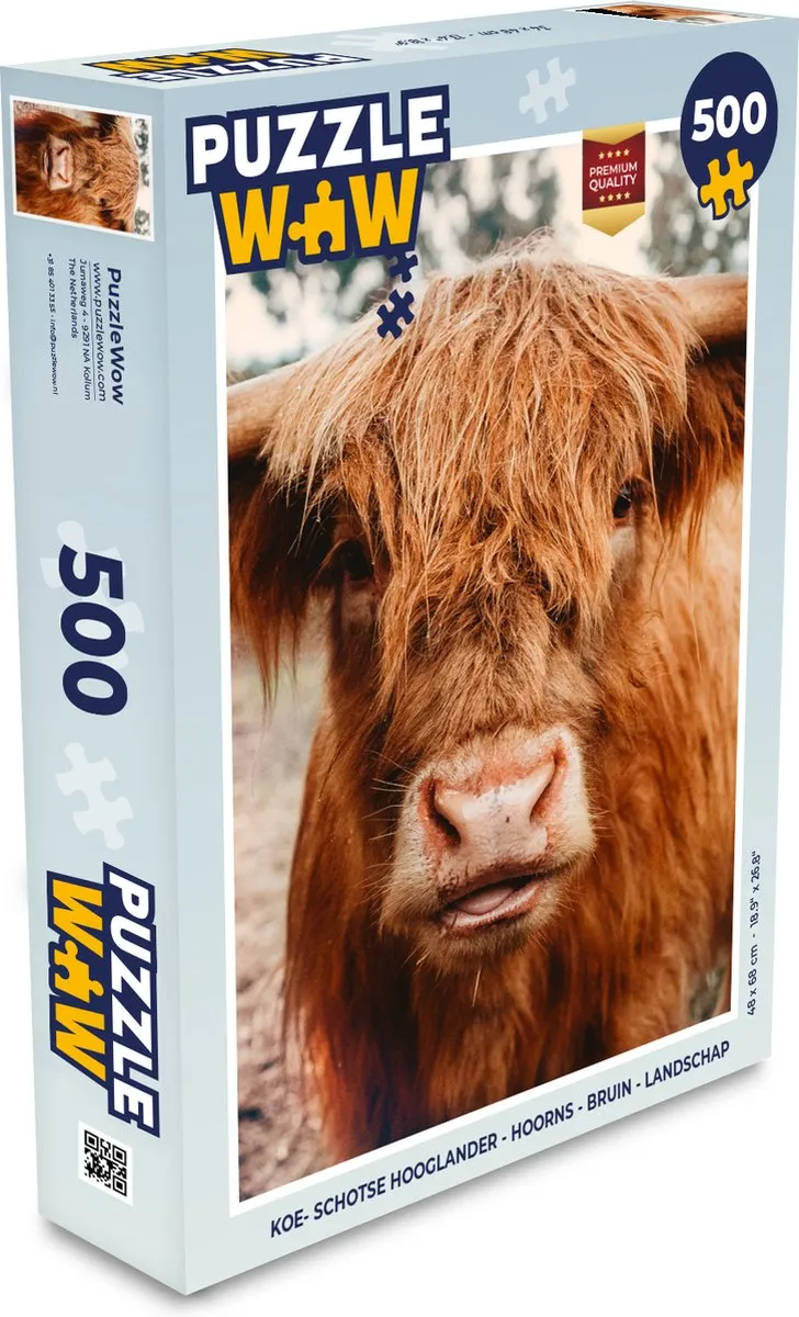 PuzzleWow Landschap Koe- Schotse Hooglander Legpuzzel 500 Stuks