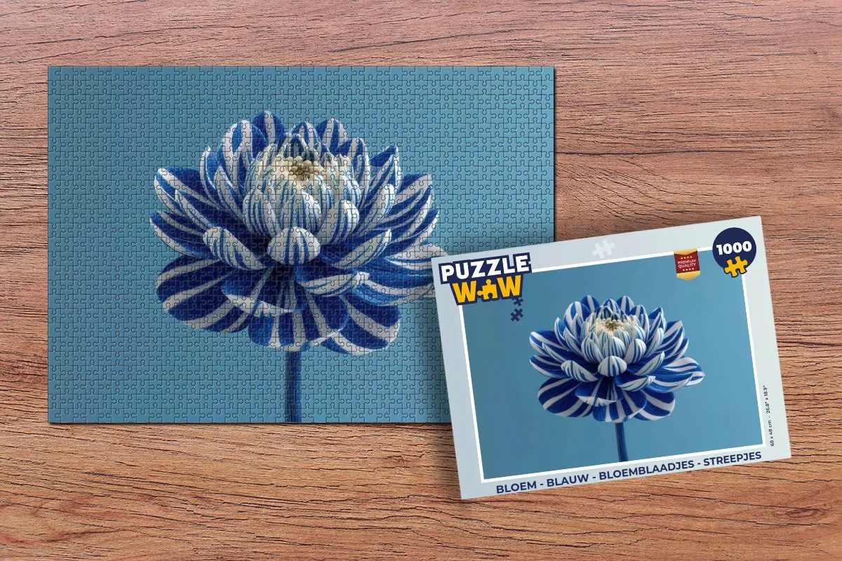 PuzzleWow Bloem Legpuzzel 1000 Stuks - Bloemblaadjes/Streepjes