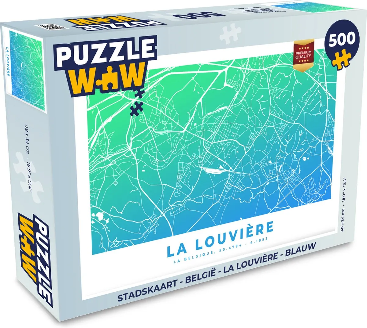 PuzzleWow Stadskaart België La Louvière Legpuzzel 500 Stuks