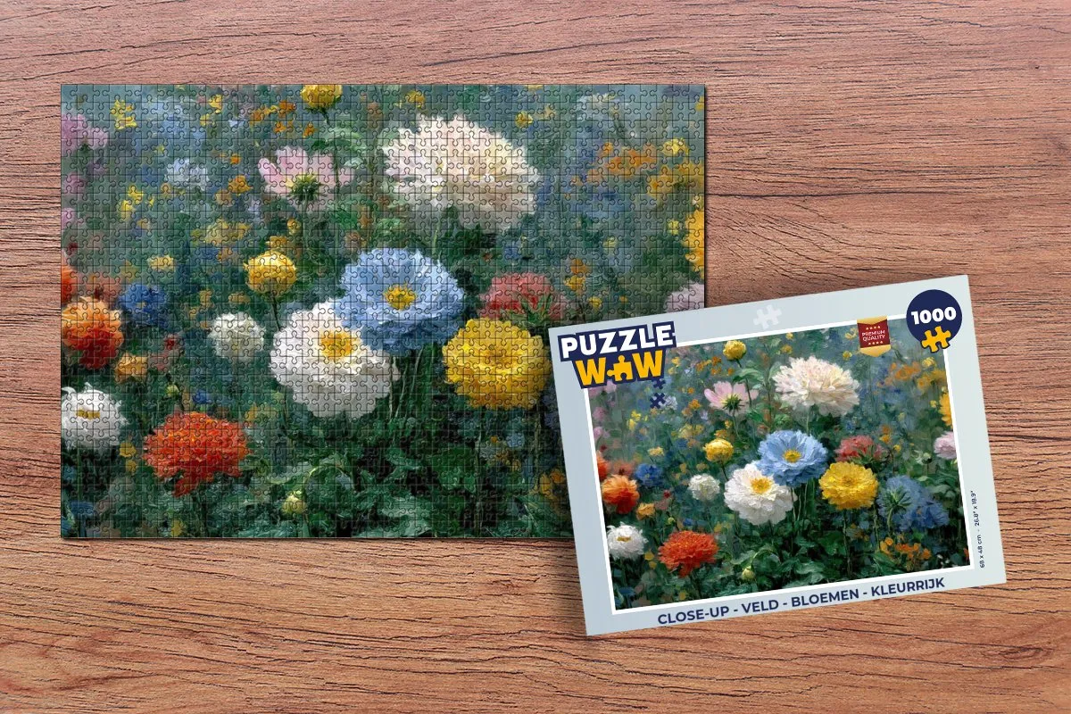 PuzzleWow Close-up Bloemen Legpuzzel 1000 Stuks - Kleurrijk