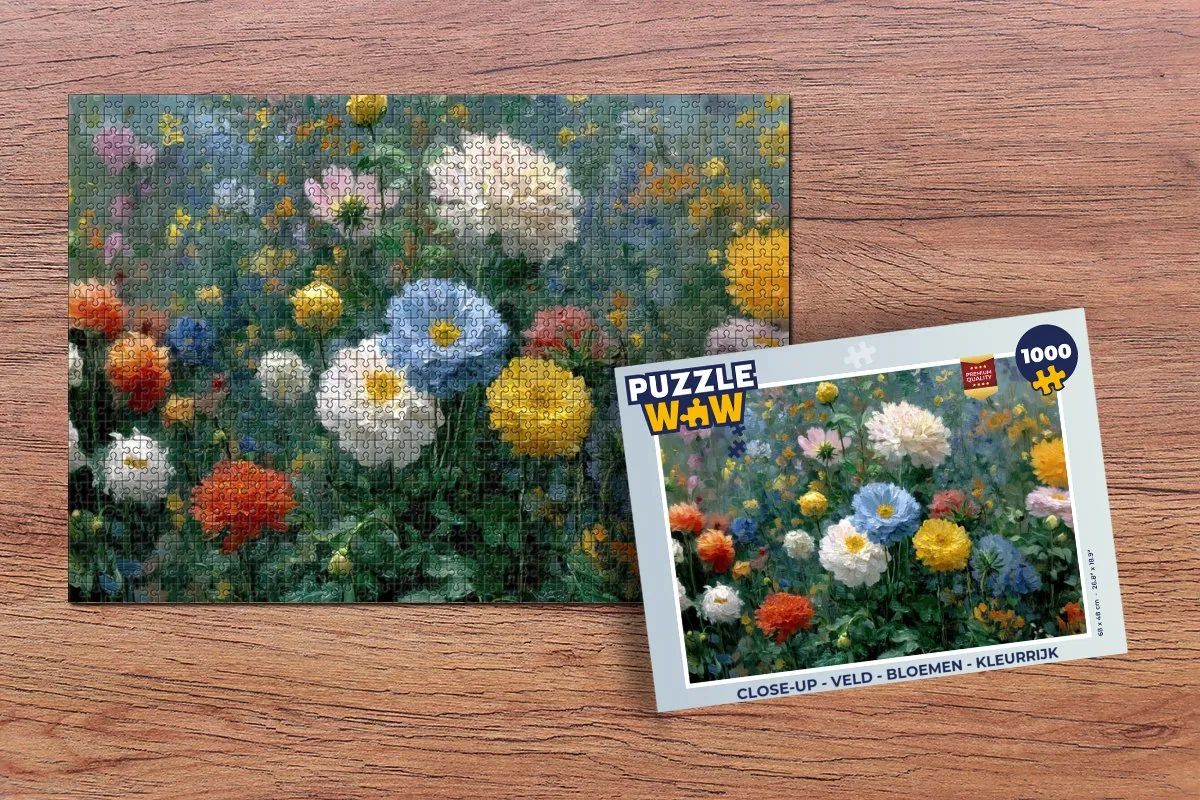PuzzleWow Close-up Bloemen Legpuzzel 1000 Stuks - Kleurrijk