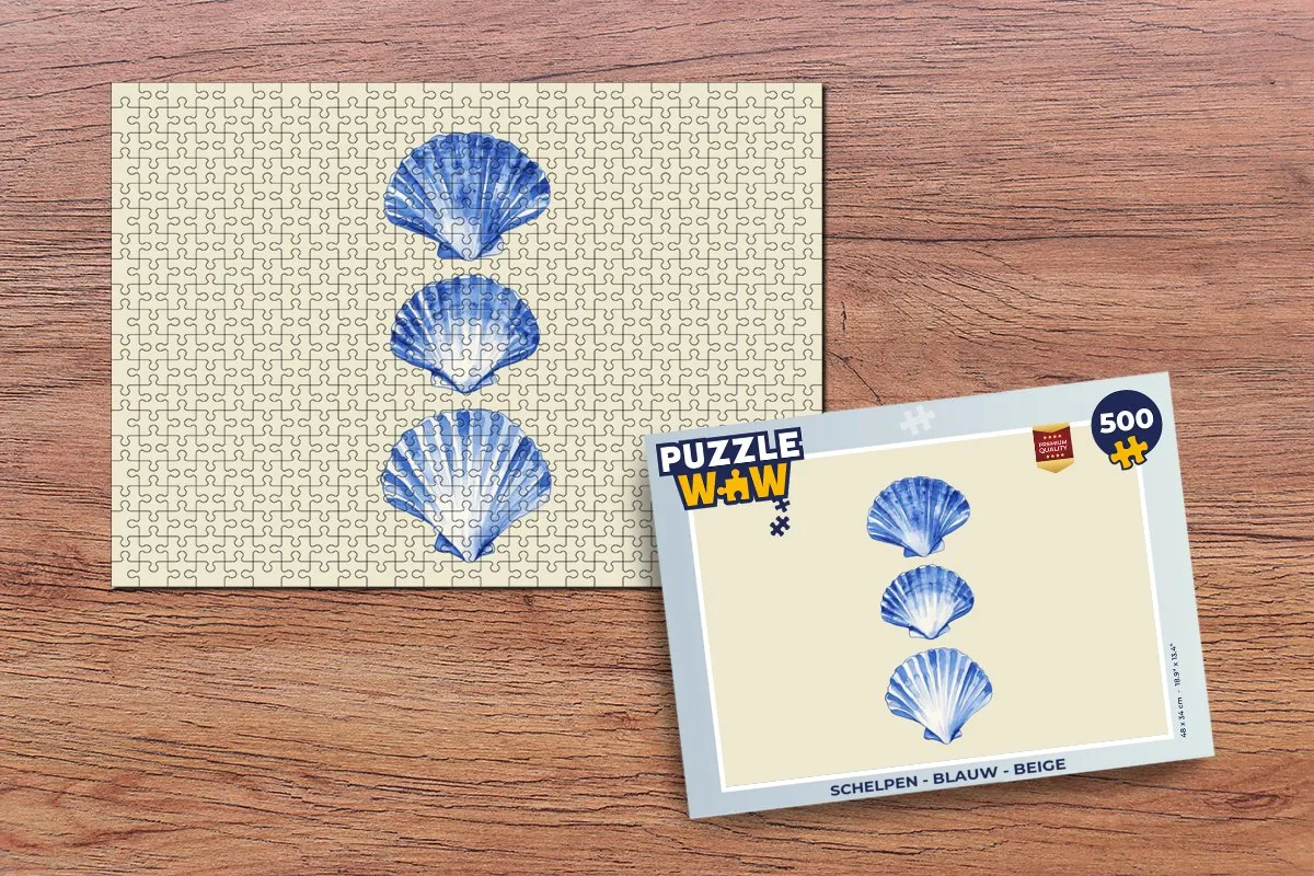 PuzzleWow Schelpen Legpuzzel 500 Stuks - Blauw/Beige