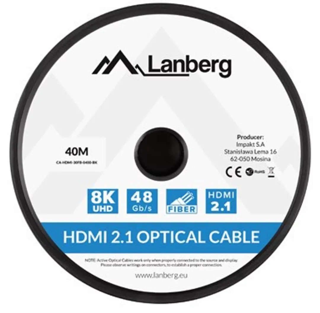 Lanberg HDMI Kabel 40m 8K Optische AOC - Zwart - afbeelding 4 van 6