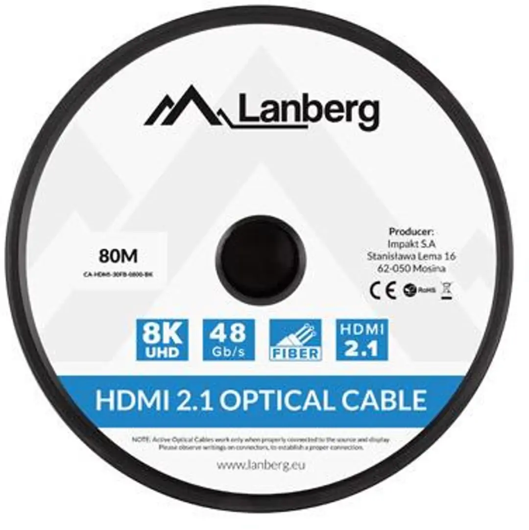 Lanberg HDMI-Kabel M/M 2.1 80m 8K - Transparant - afbeelding 6 van 6