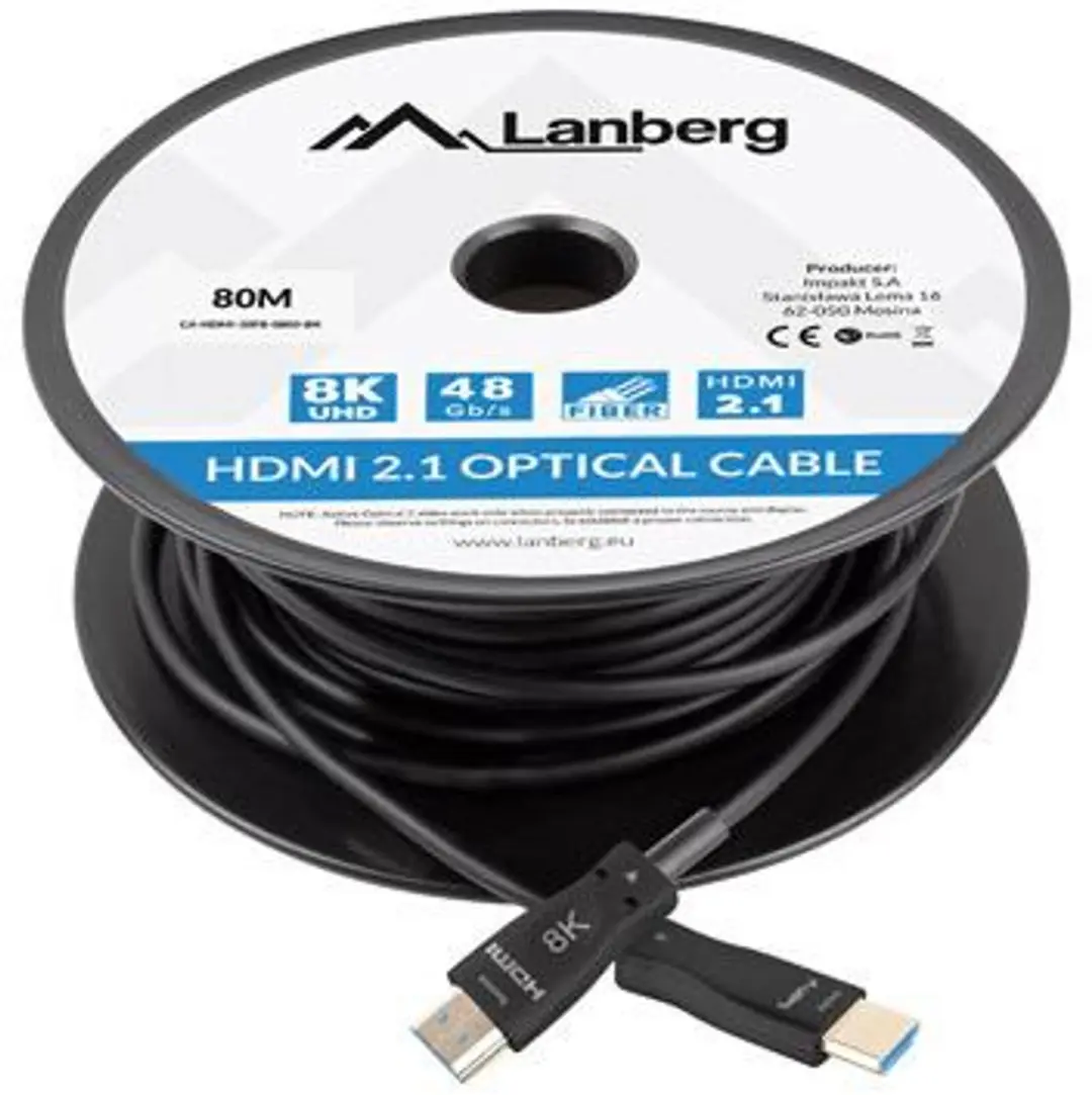 Lanberg HDMI-Kabel M/M 2.1 80m 8K - Transparant - afbeelding 5 van 6