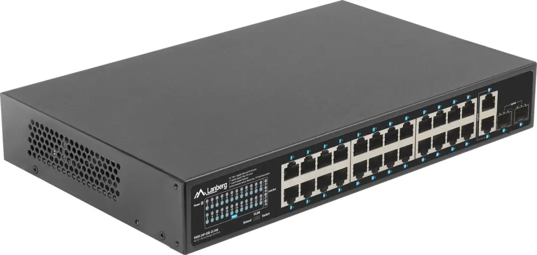 Lanberg RSGE-24P-2GE-2S-360 Switch - 24x PoE 1Gbps - 360W - afbeelding 4 van 6