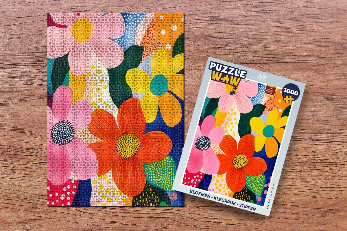 PuzzleWow Bloemen Legpuzzel 1000 Stuks - Stippen Modern