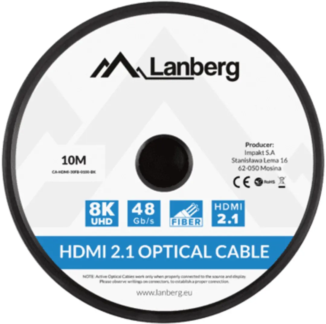 Lanberg CA-HDMI-30FB-0100-BK Actieve Optische HDMI Kabel 8K 10m - Zwart - afbeelding 4 van 6