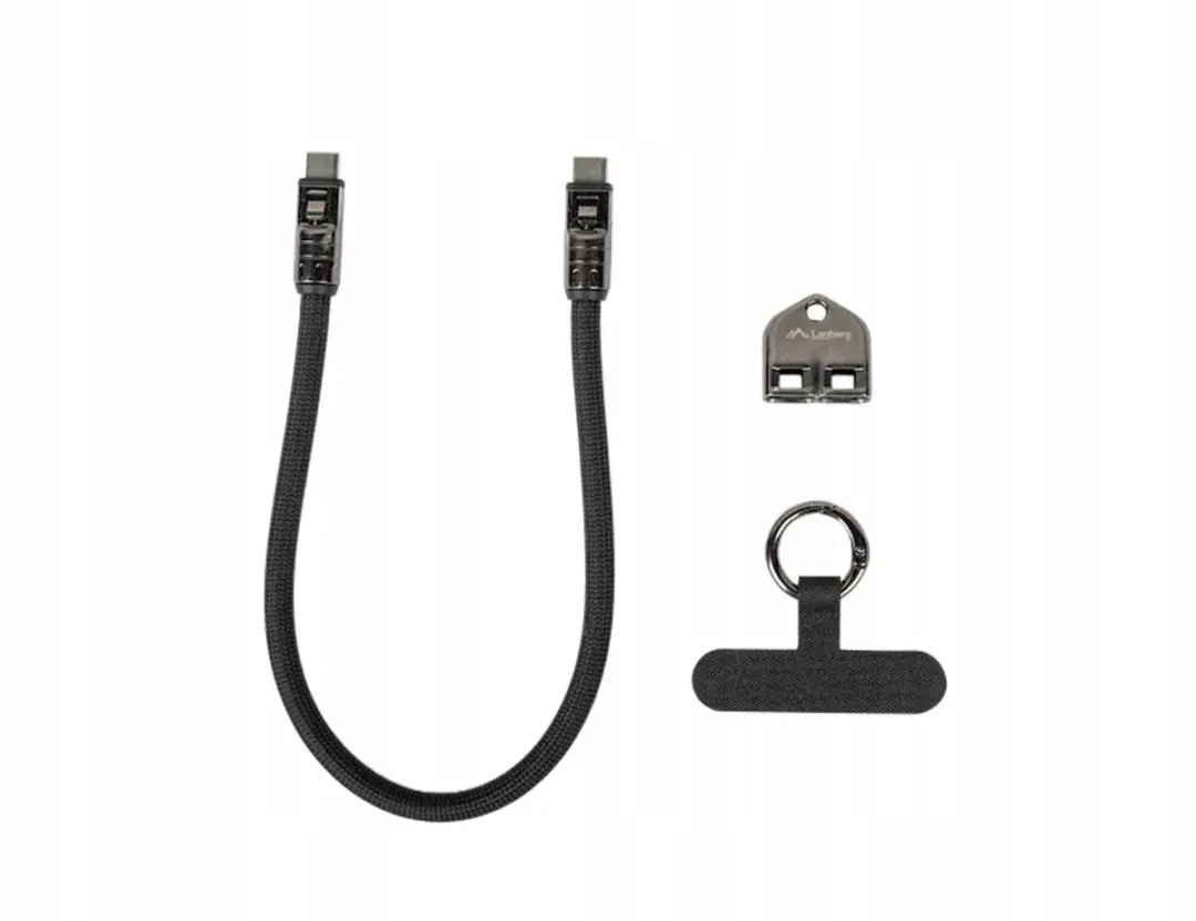 Lanberg USB-C Kabel 240W PD 30cm - Sleutelhanger & Lanyard Zwart - afbeelding 5 van 5