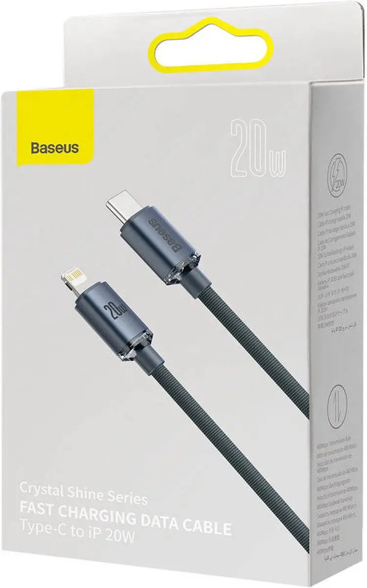 Baseus Crystal Shine Series USB-C Kabel - Lightning 20W 2m - Zwart