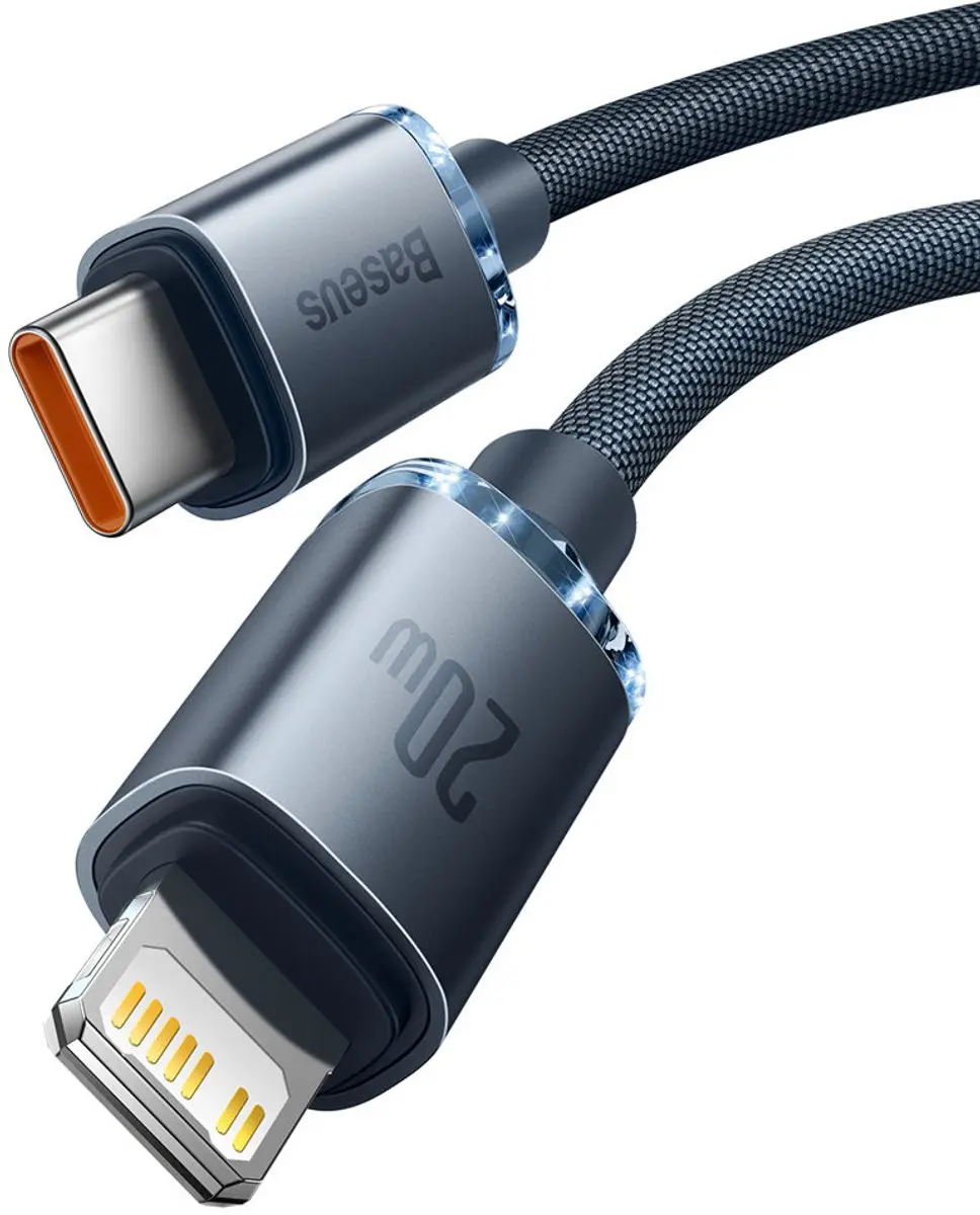 Baseus Crystal Shine Series USB-C Kabel - Lightning 20W 2m - Zwart