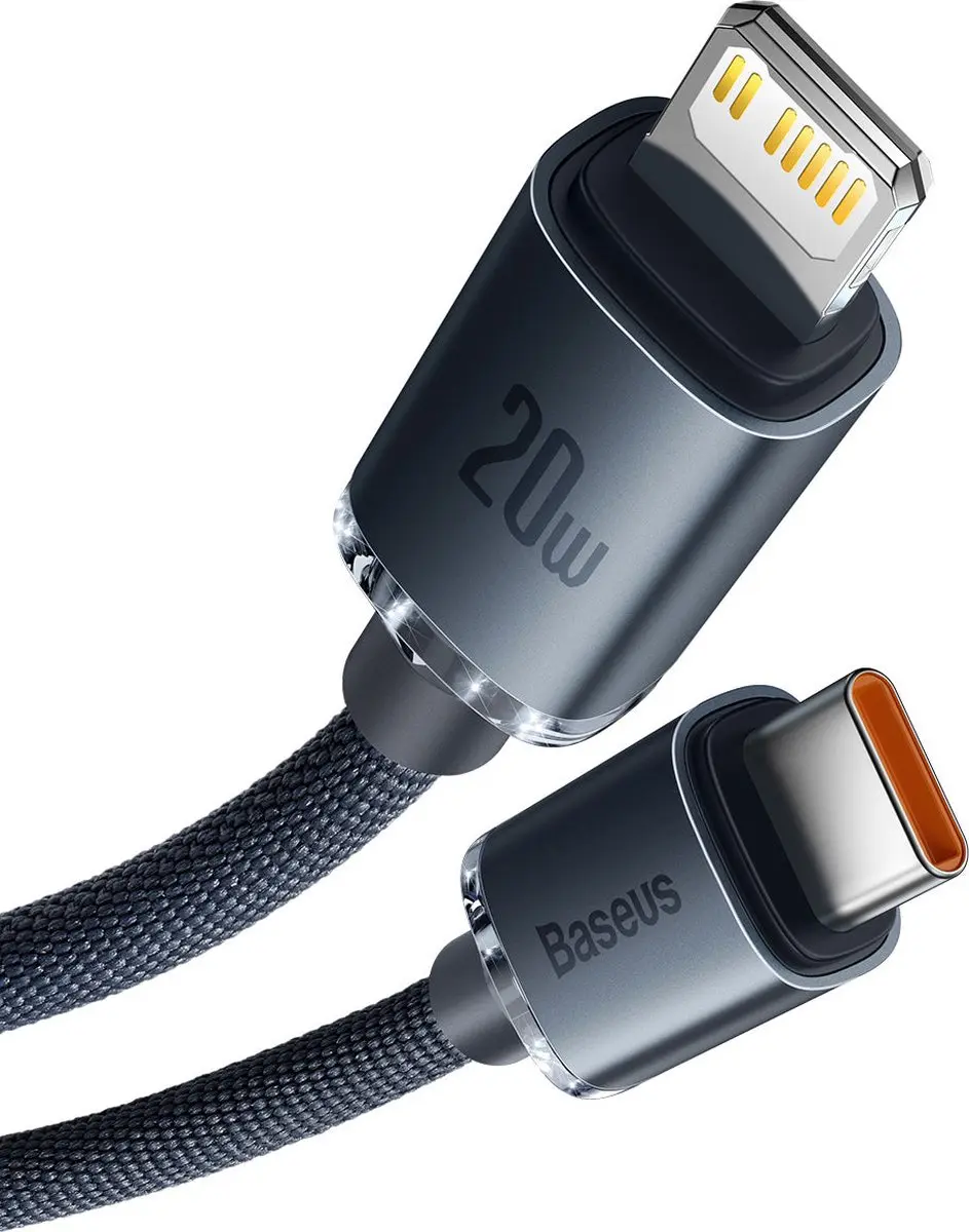 Baseus Crystal Shine Series USB-C Kabel - Lightning 20W 2m - Zwart