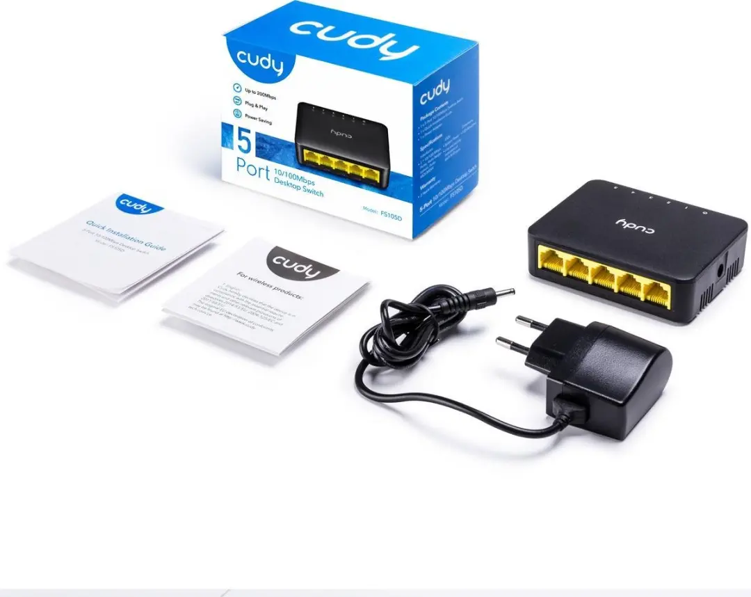 Cudy FS105D Netwerk Switch 5 Poorten Fast Ethernet - Zwart