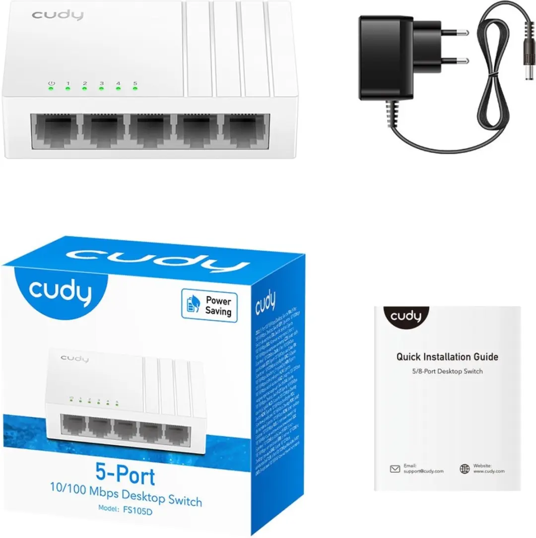 Cudy FS105D Netwerk Switch 5 Poorten Fast Ethernet - Zwart - afbeelding 6 van 6