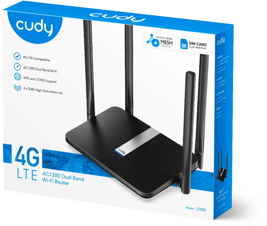 Cudy LT500 WiFi-router - LTE 1200 MBit/s - 4 Antennes