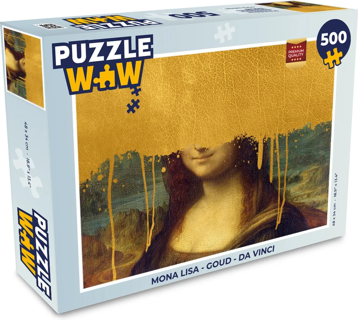 PuzzleWow Mona Lisa Legpuzzel 500 Stuks - Goud
