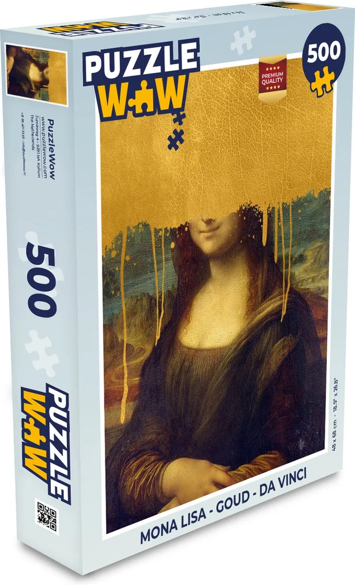 PuzzleWow Mona Lisa Legpuzzel 500 Stuks - Goud