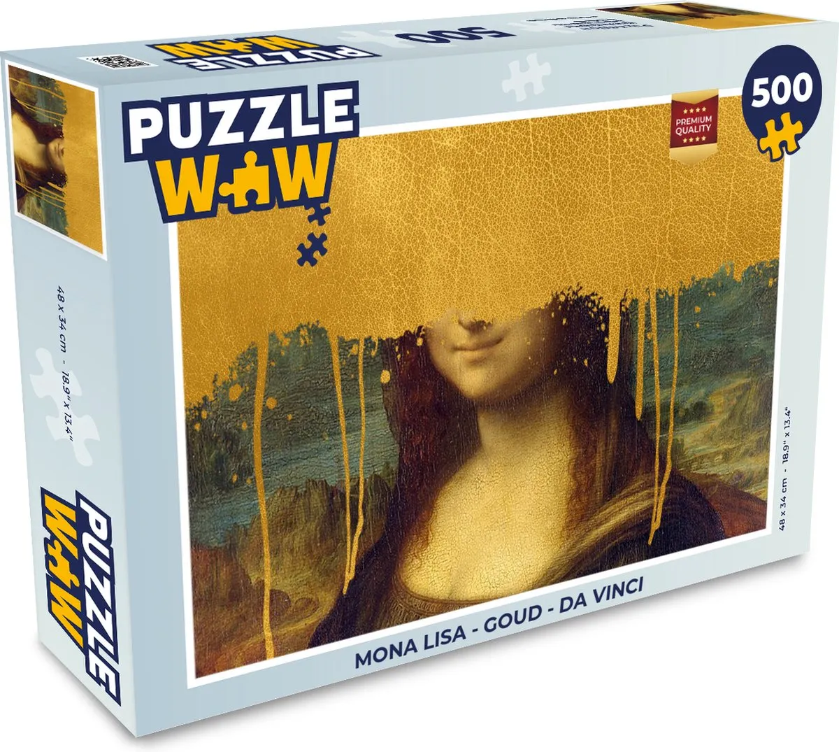 PuzzleWow Mona Lisa Legpuzzel 500 Stuks - Goud