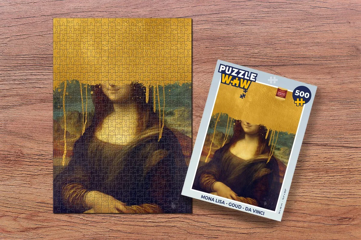 PuzzleWow Mona Lisa Legpuzzel 500 Stuks - Goud