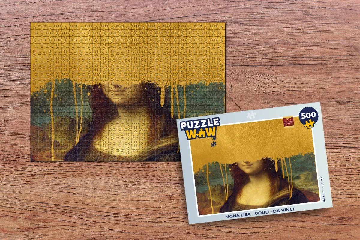 PuzzleWow Mona Lisa Legpuzzel 500 Stuks - Goud