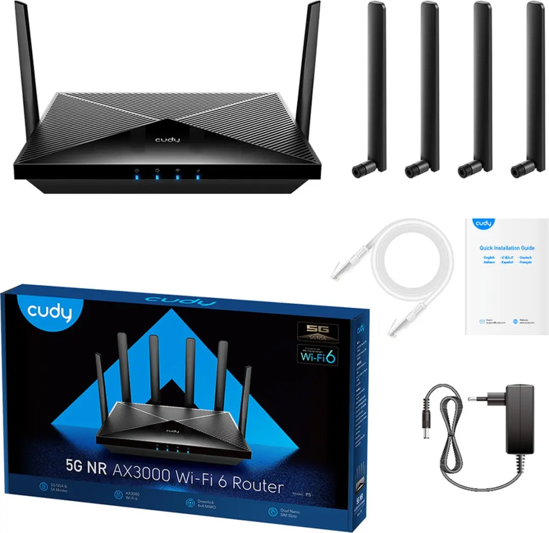 Cudy AX3000 Wi-Fi 6 5G CPE Mesh Router - 4x LAN - Nero