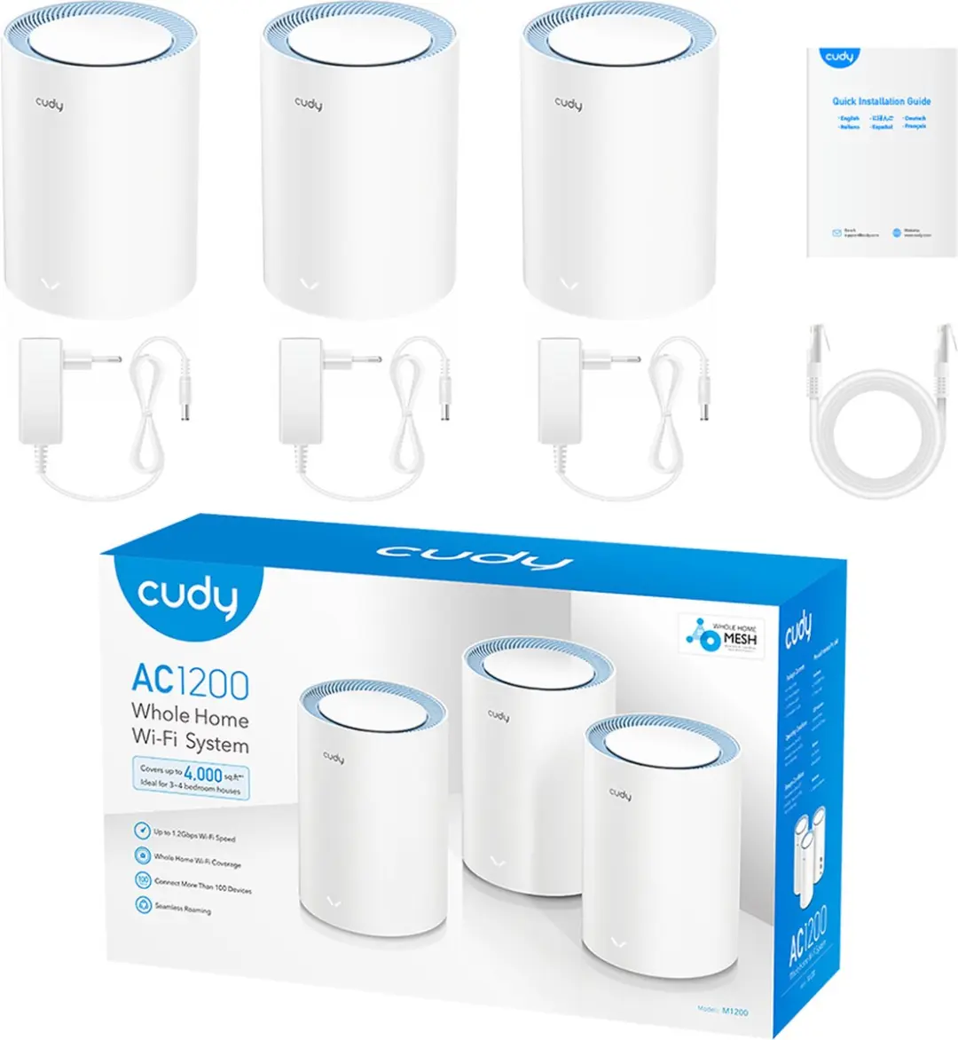 Cudy M1200 AC1200 Wifi Mesh - 3 Stuks