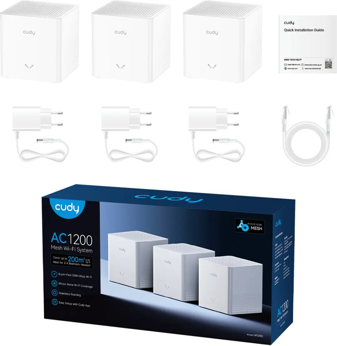 Cudy M1200 AC1200 Wifi Mesh - 3 Stuks