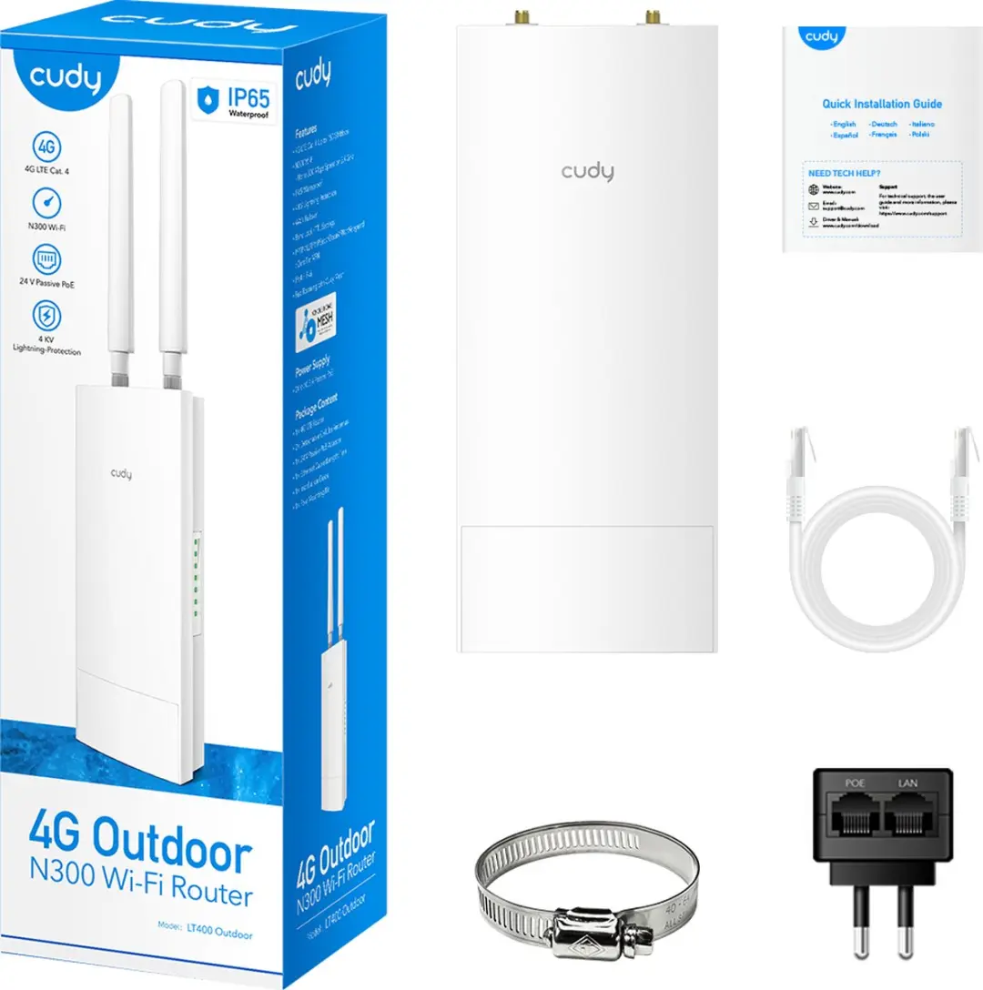 Cudy LT400 Outdoor WLAN-Router - 4G - 2,4GHz - Zwart