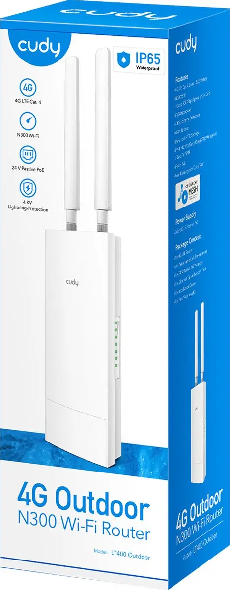 Cudy LT400 Outdoor WLAN-Router - 4G - 2,4GHz - Zwart