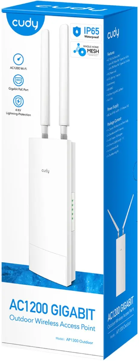 Cudy AP1300 Outdoor WiFi Access Point - 867Mbit/s - PoE - Zwart