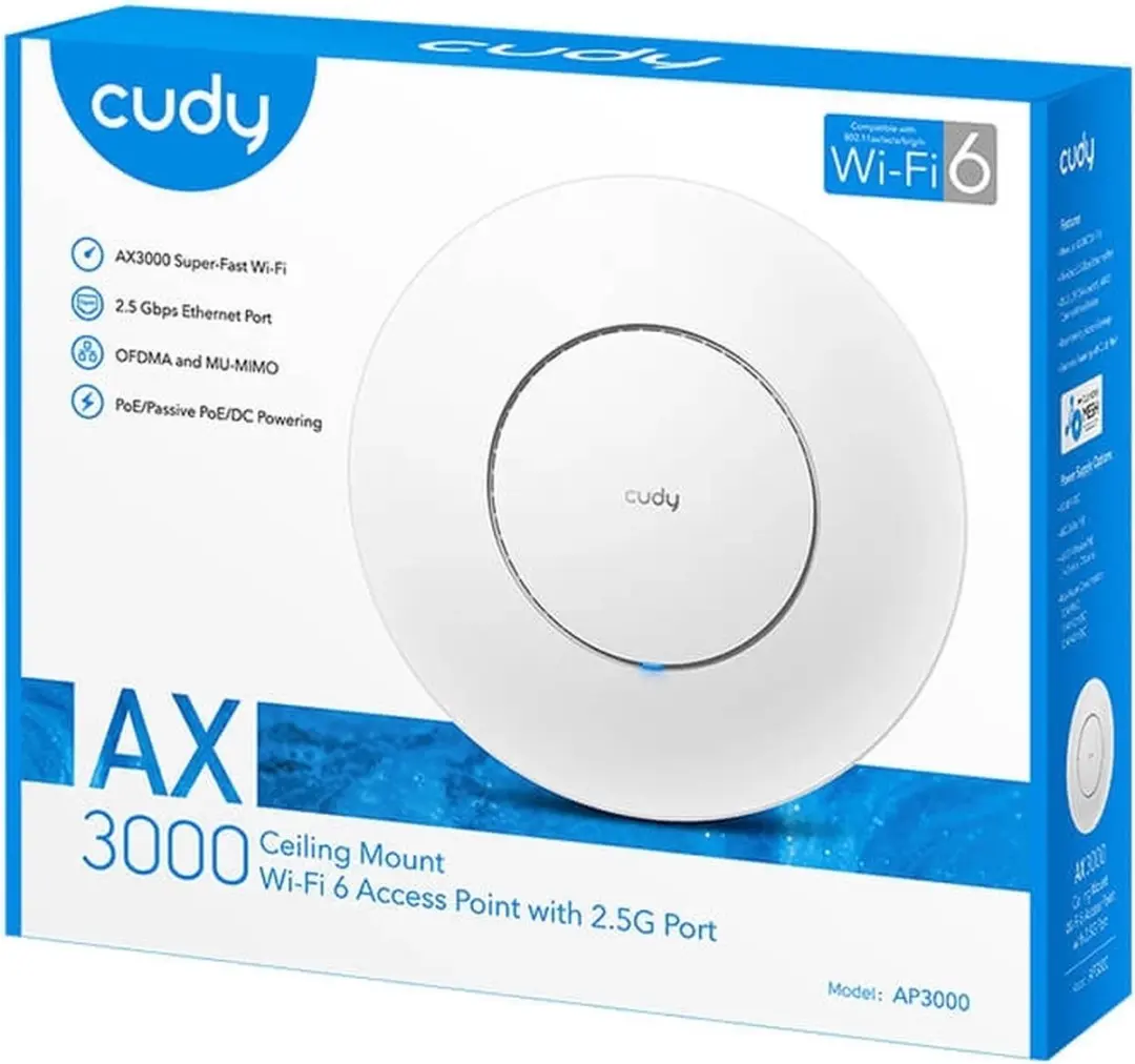 Cudy AP3000 AX3000 Access Point - 2.5G PoE - Zwart