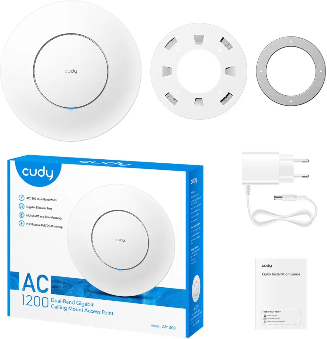 Cudy AP1300_P Access Point - 867Mbps WiFi - 4 Antennes - Wit