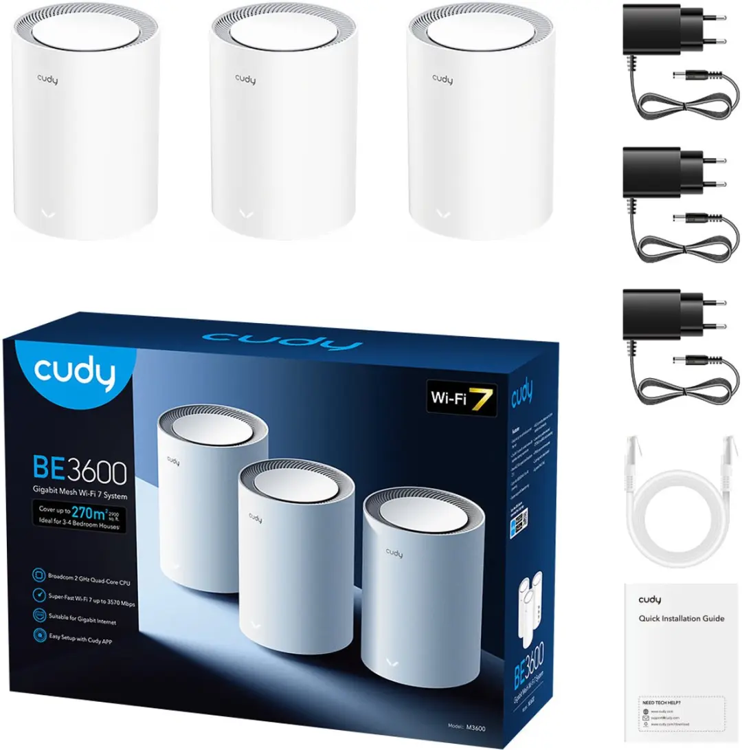 Cudy BE3600 M3600 Wi-Fi 7 Router - 3 Stuks Wit
