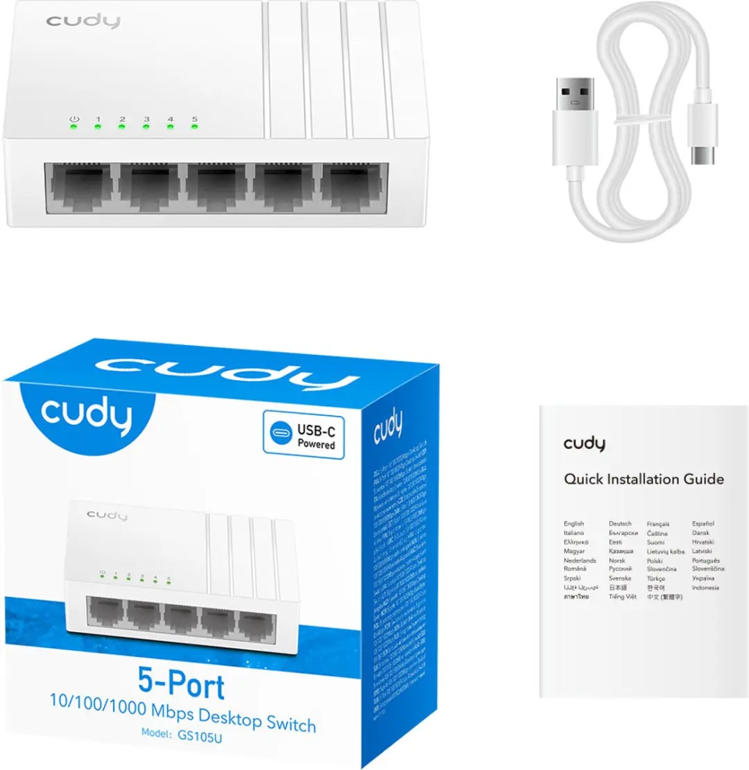 Cudy GS105U Unmanaged Netwerkswitch 5x Gigabit Ethernet - Wit - afbeelding 4 van 4