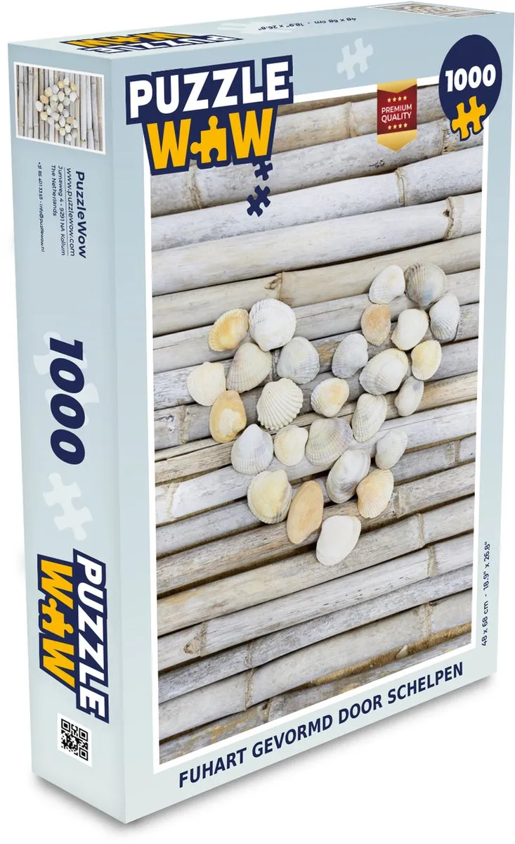 PuzzleWow Legpuzzel 1000 Stuks - Hartje Strand - Multicolor