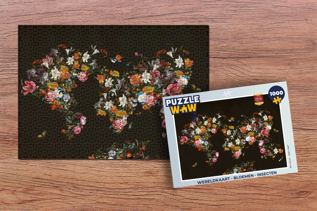 PuzzleWow Wereldkaart Legpuzzel 1000 Stuks - Multicolor