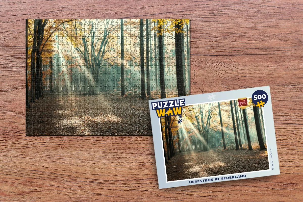 PuzzleWow Herfstbos in Nederland Legpuzzel 500 Stuks - Multicolor