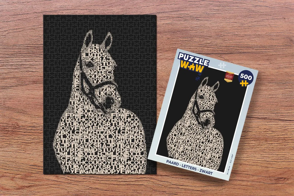 PuzzleWow Paard Letters Puzzel 500 Stuks - Multicolor