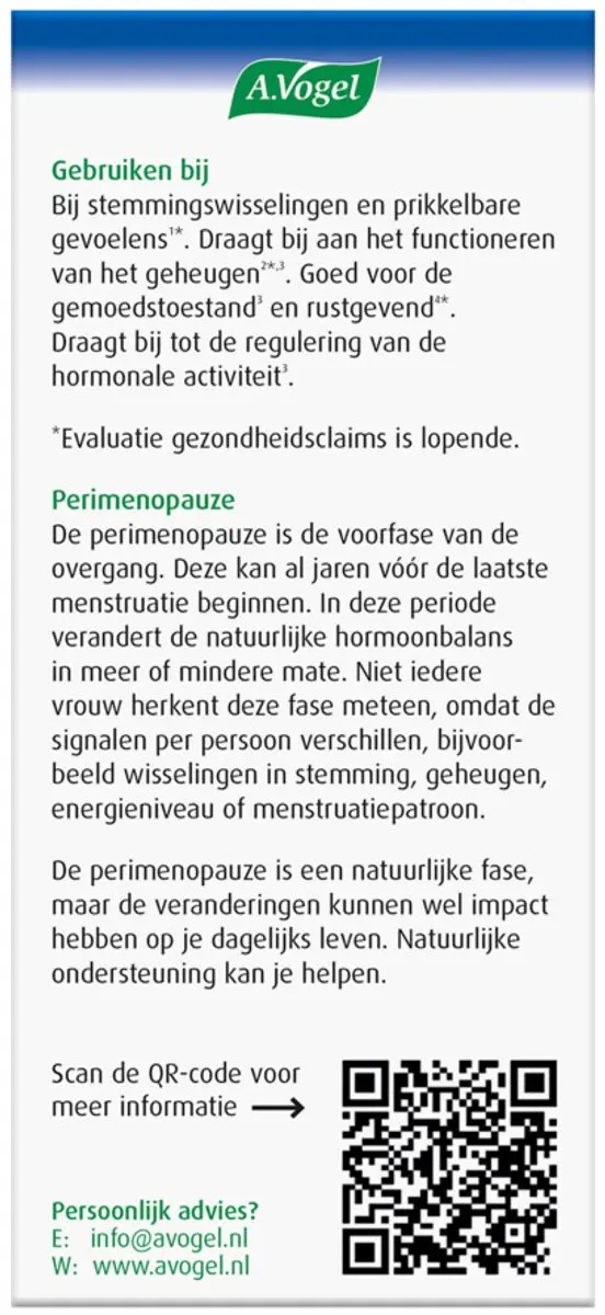 A.Vogel Perimenopauze Mentaal - 60 Tabletten