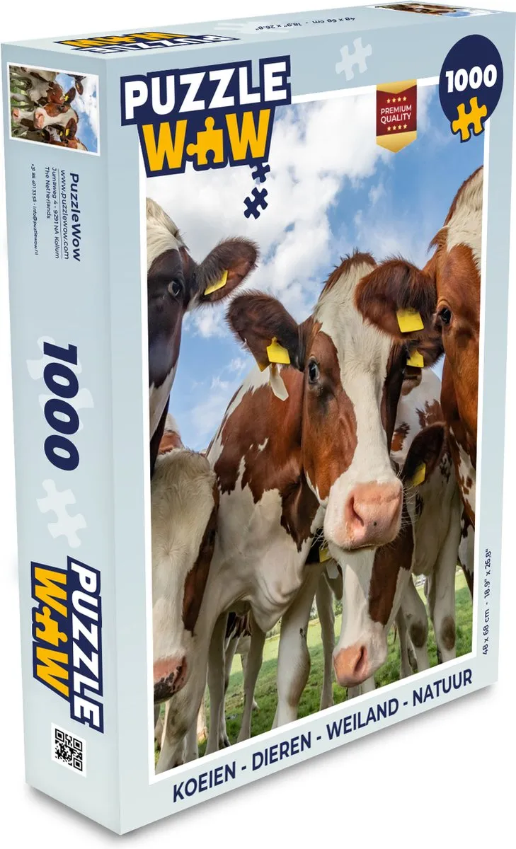 PuzzleWow Legpuzzel Koeien Weiland 1000 Stuks - Multicolor