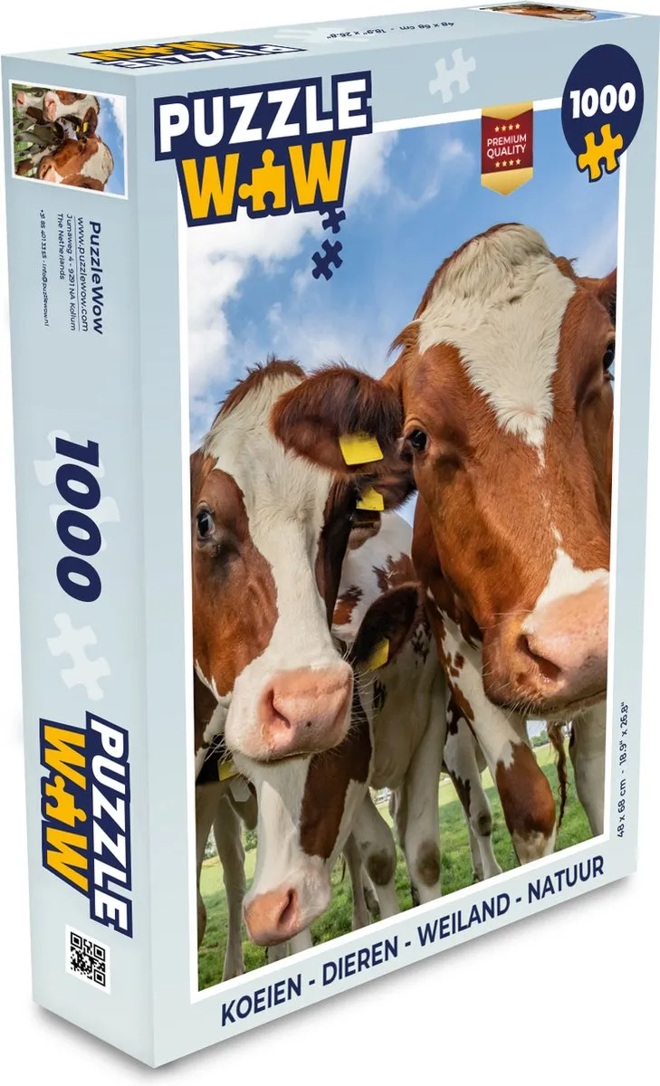 PuzzleWow Legpuzzel Koeien Weiland 1000 Stuks - Multicolor