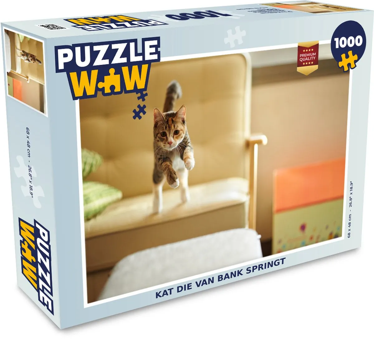 PuzzleWow Kat Spring Stoel Legpuzzel 1000 Stuks - Multicolor