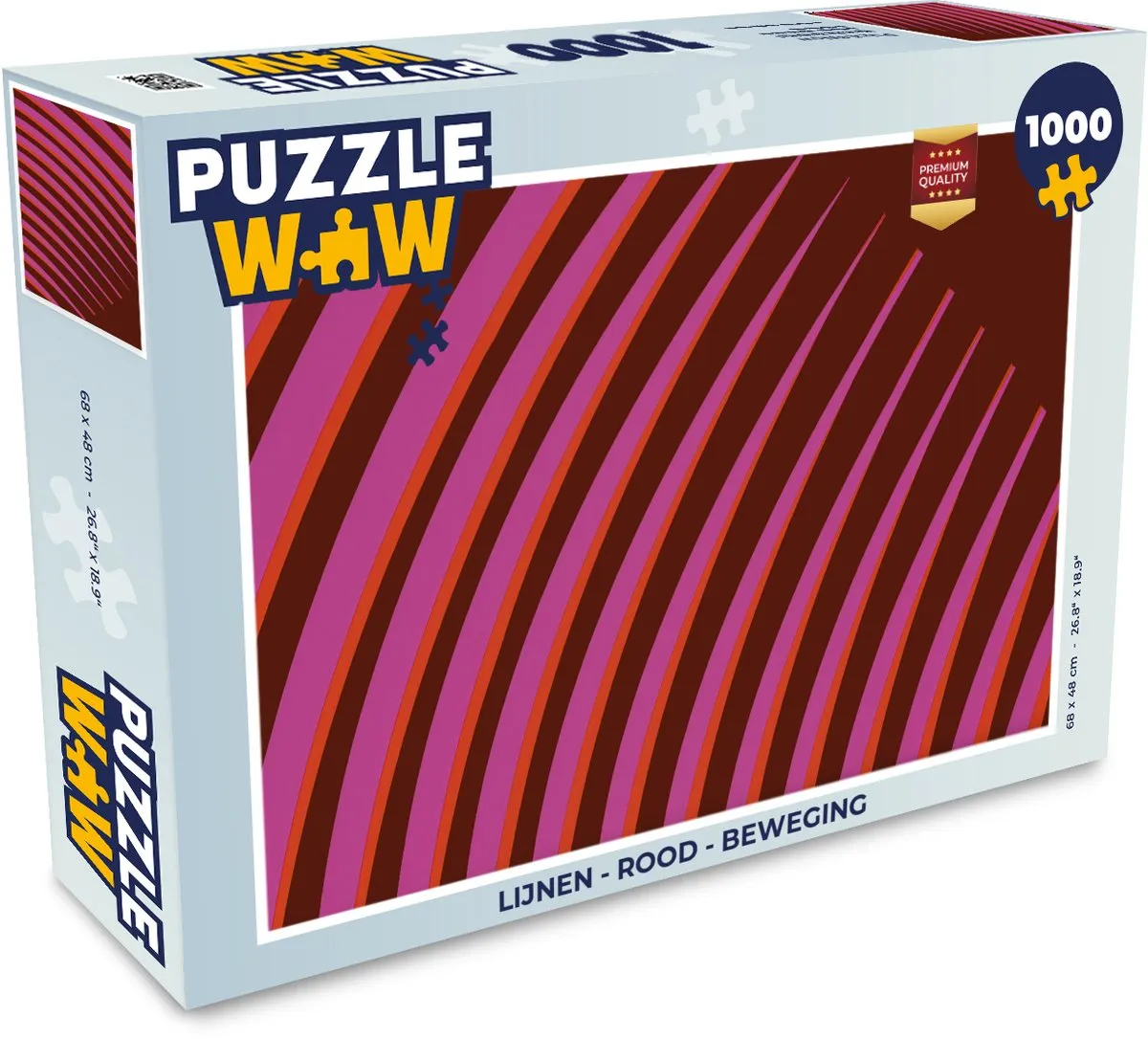 PuzzleWow Lijnen Rood Legpuzzel 1000 Stuks