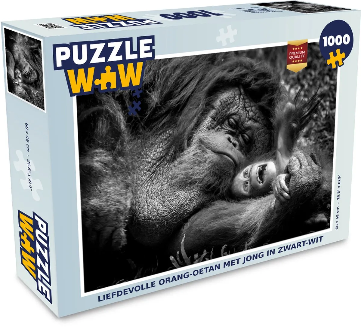 PuzzleWow Legpuzzel Liefdevolle Orang-oetan 1000 Stuks