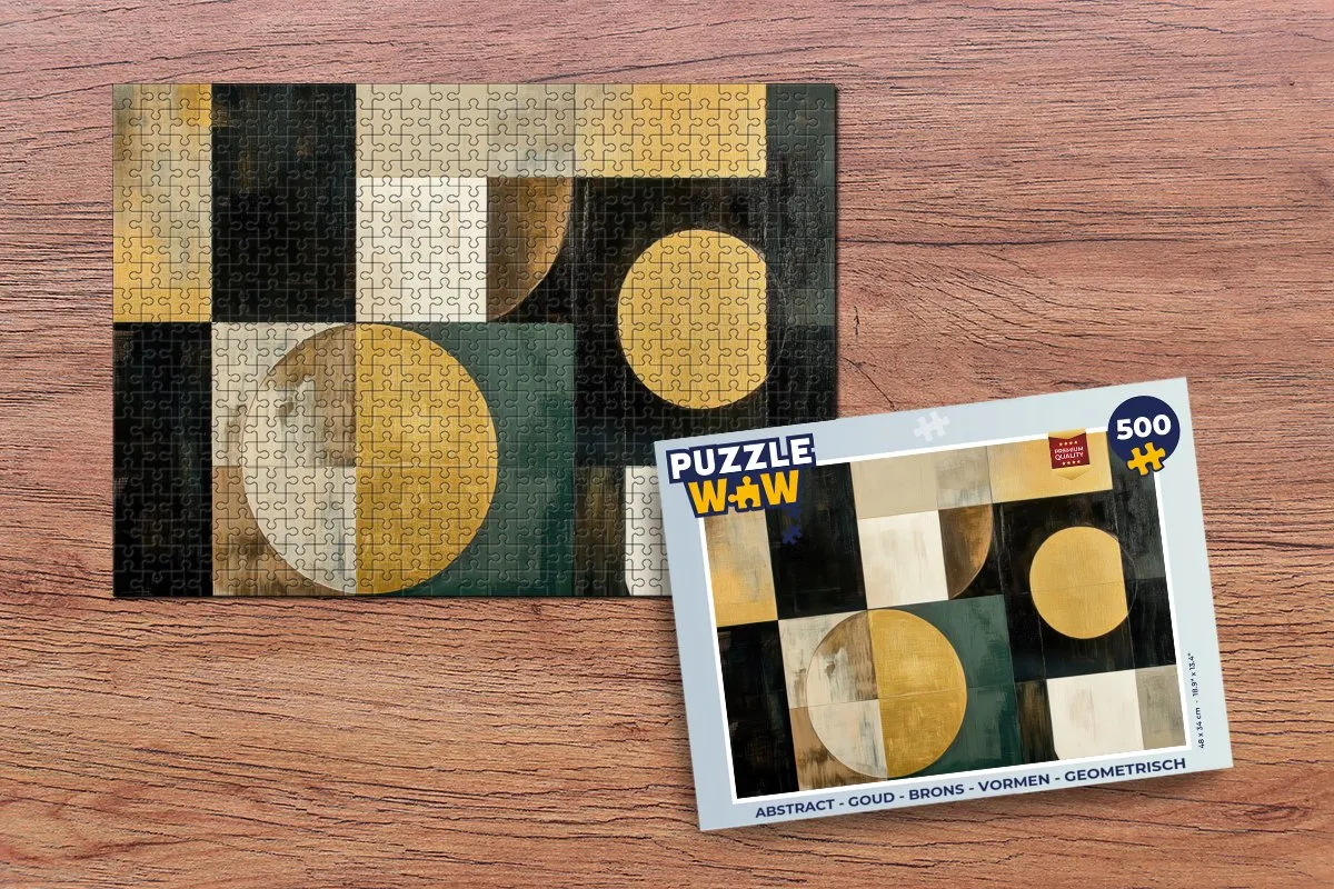 PuzzleWow Abstract Vormen Legpuzzel 500 Stuks - Goud/Zwart