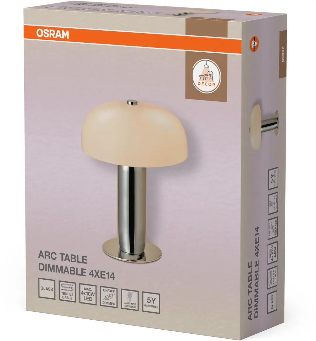 Osram Decor Arc Table 4xE14 DIM - Chroom - afbeelding 5 van 5
