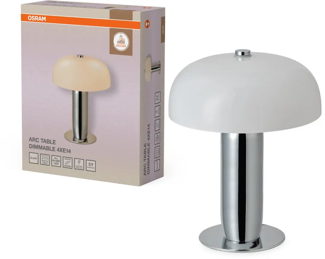 Osram Decor Arc Table 4xE14 DIM - Chroom - afbeelding 3 van 5
